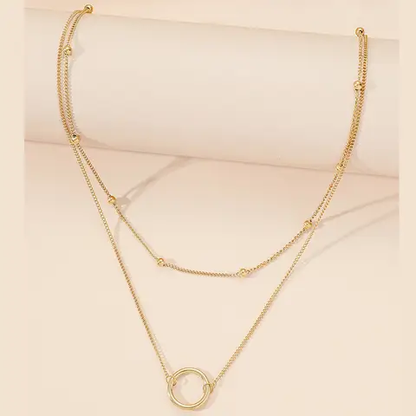 Double Layer Ring Necklace (Golden) - DropShp