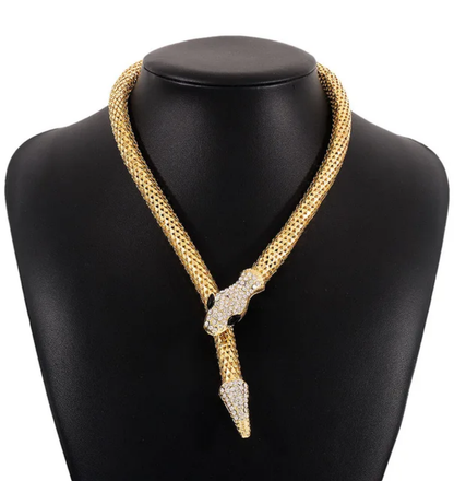 Thin Snake Collar Choker Necklace | Cubic Zircon Studed Gold Flexible Choker for women | Western Style Hip Hop Choker Statement Necklace for - DropShp