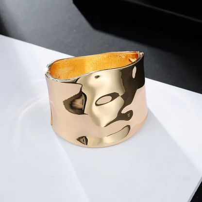 Chunky Opening Wide-Grooved 18K Gold Plated Antitarnish Thick Cuff Bracelet - DropShp
