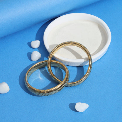 Chunky 18K Gold Plated Antitarnish Round Twisted Dual Bangle Bracelet - DropShp