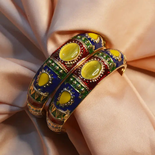 Meenakari Colourful Enamel Gold Plated  Bangles Bracelet Pair for Women & Girls - DropShp