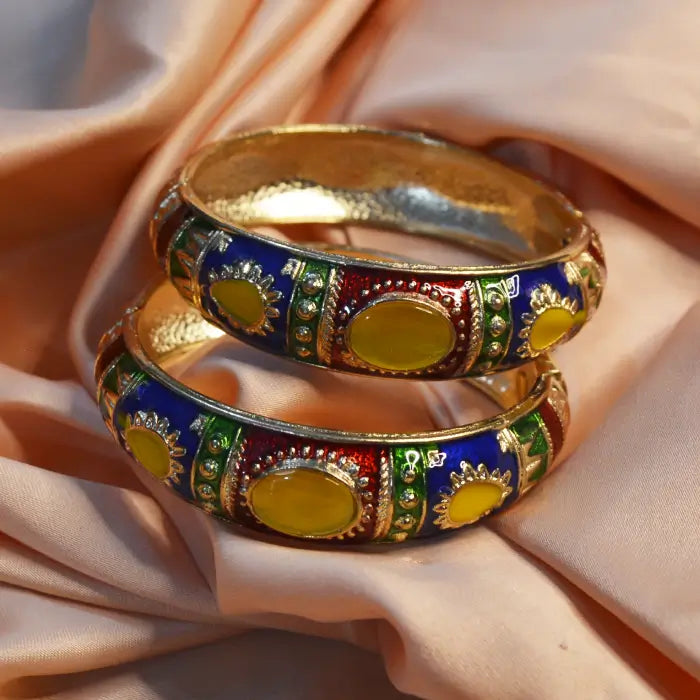 Meenakari Colourful Enamel Gold Plated  Bangles Bracelet Pair for Women & Girls - DropShp