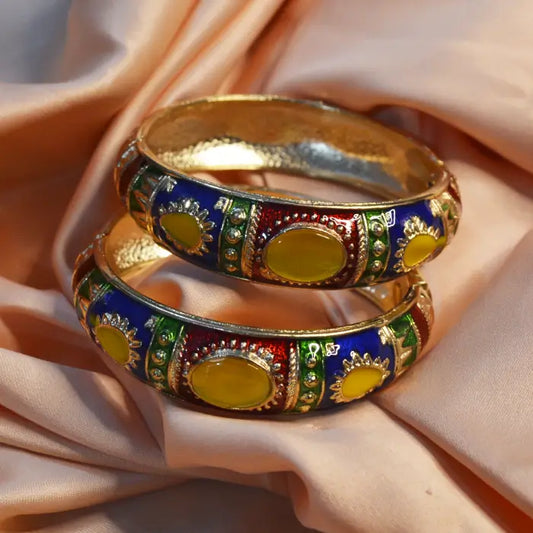 Meenakari Colourful Enamel Gold Plated  Bangles Bracelet Pair for Women & Girls - DropShp