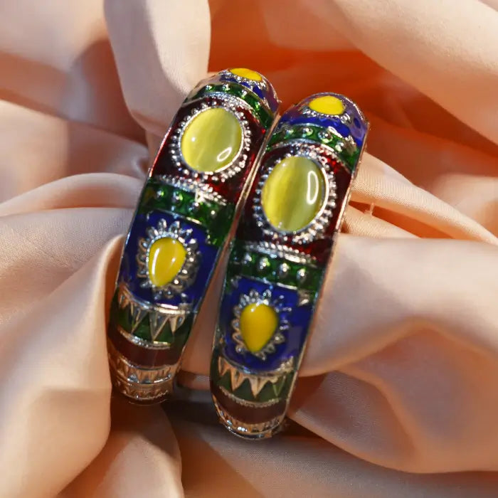 Meenakari Colourful Enamel Gold Plated  Bangles Bracelet Pair for Women & Girls - DropShp