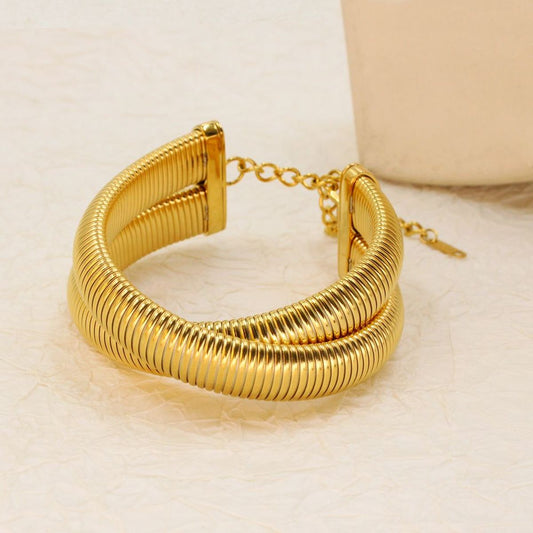 Dual layer Snake 18K Golden Anti Tarnish Stainless Steel Bracelet For Women - DropShp
