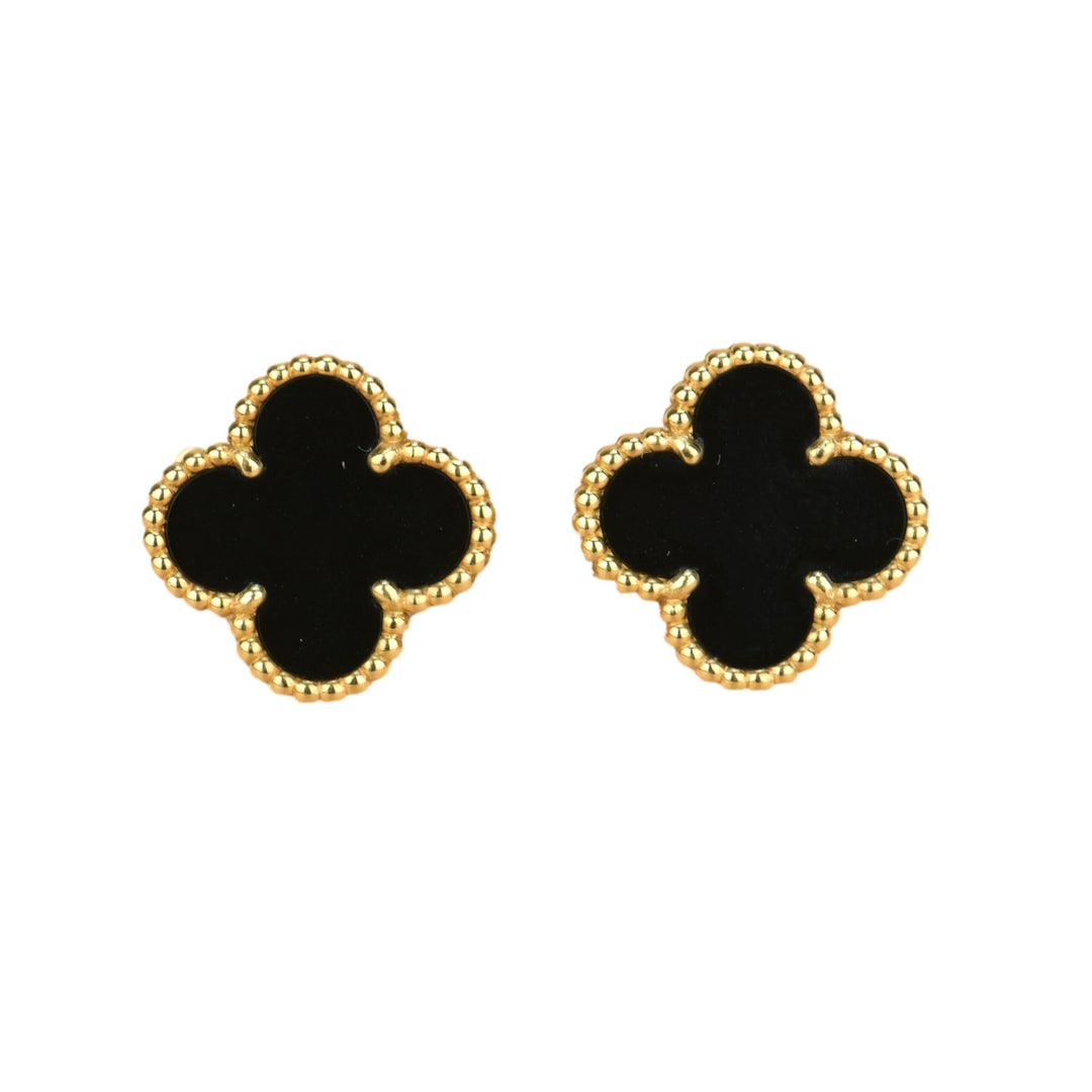 Golden Black Clover Stud Earrings - DropShp