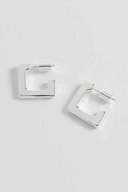 Geometric Silver Half Hoop Earrings - DropShp