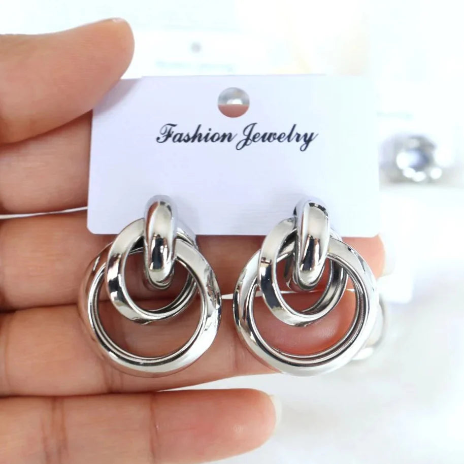 Silver Chunky Hoop Earrings - DropShp