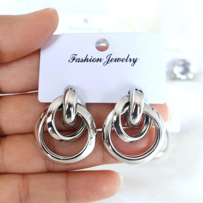 Silver Chunky Hoop Earrings - DropShp