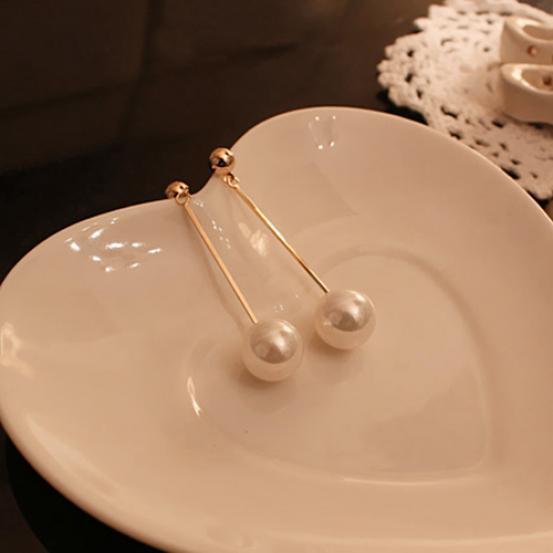 Golden Faux Pearl Drop Earrings - DropShp