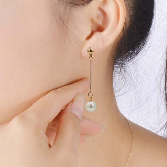 Golden Faux Pearl Drop Earrings - DropShp