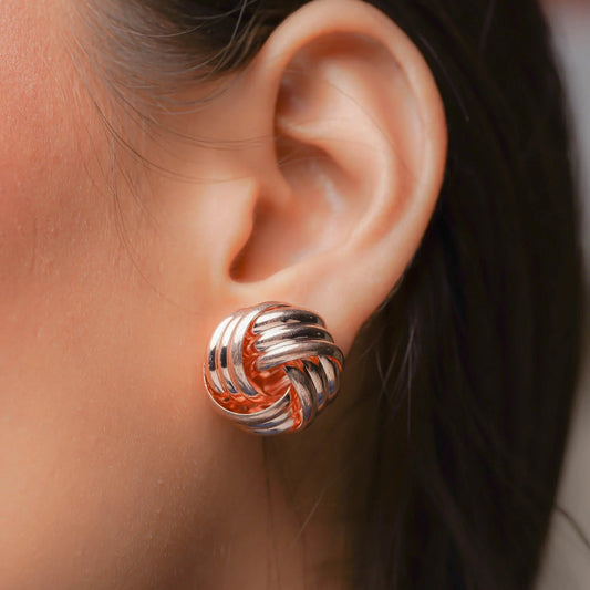 Rosegold Dainty Love Knot Stud Earrings - DropShp