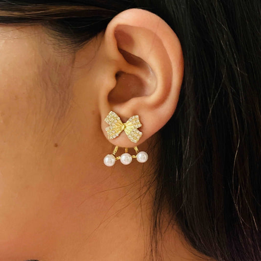 Stylish Pearl Bowknot Stud Earring - DropShp