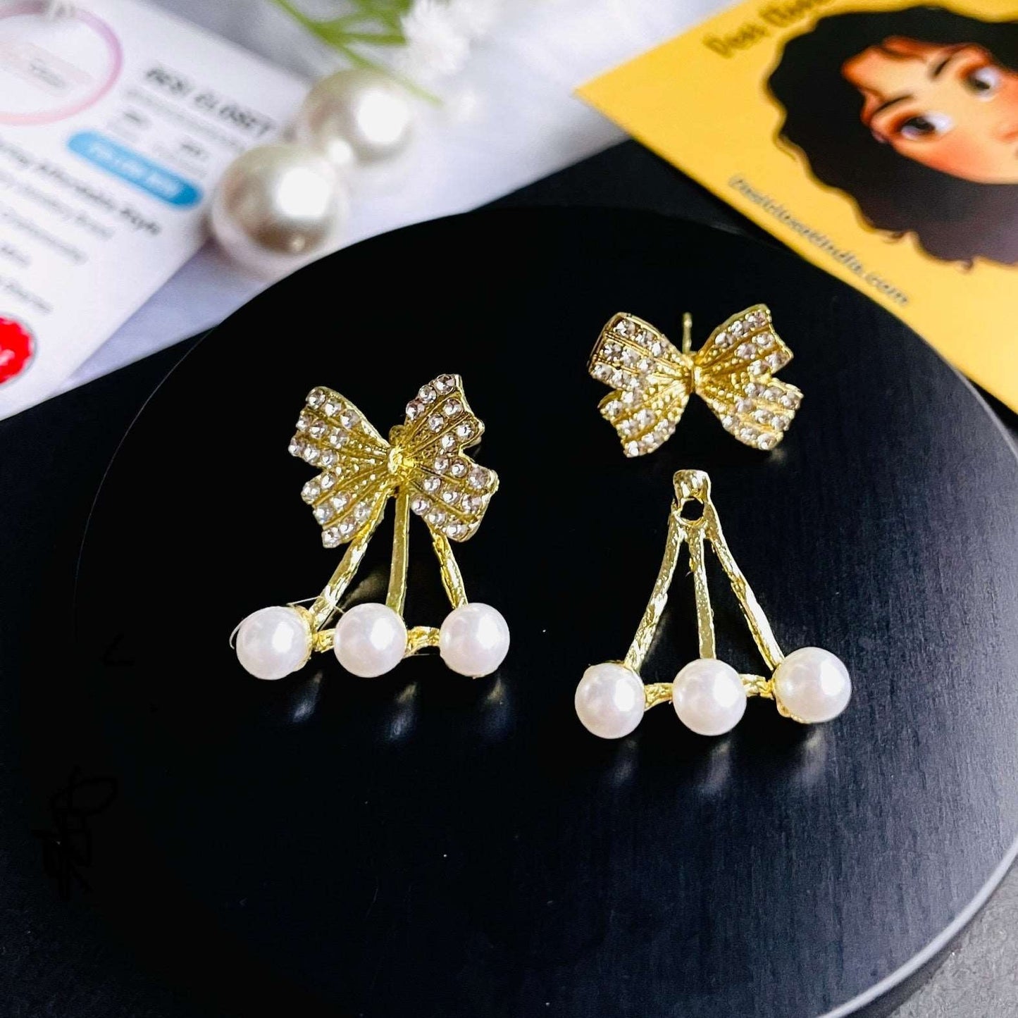 Stylish Pearl Bowknot Stud Earring - DropShp