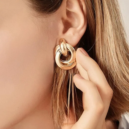 Golden Chunky Geometric Stud Earrings - DropShp