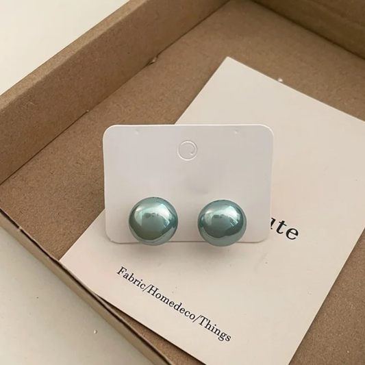 Gold Plated  Green Pearl Stud Earrings - DropShp
