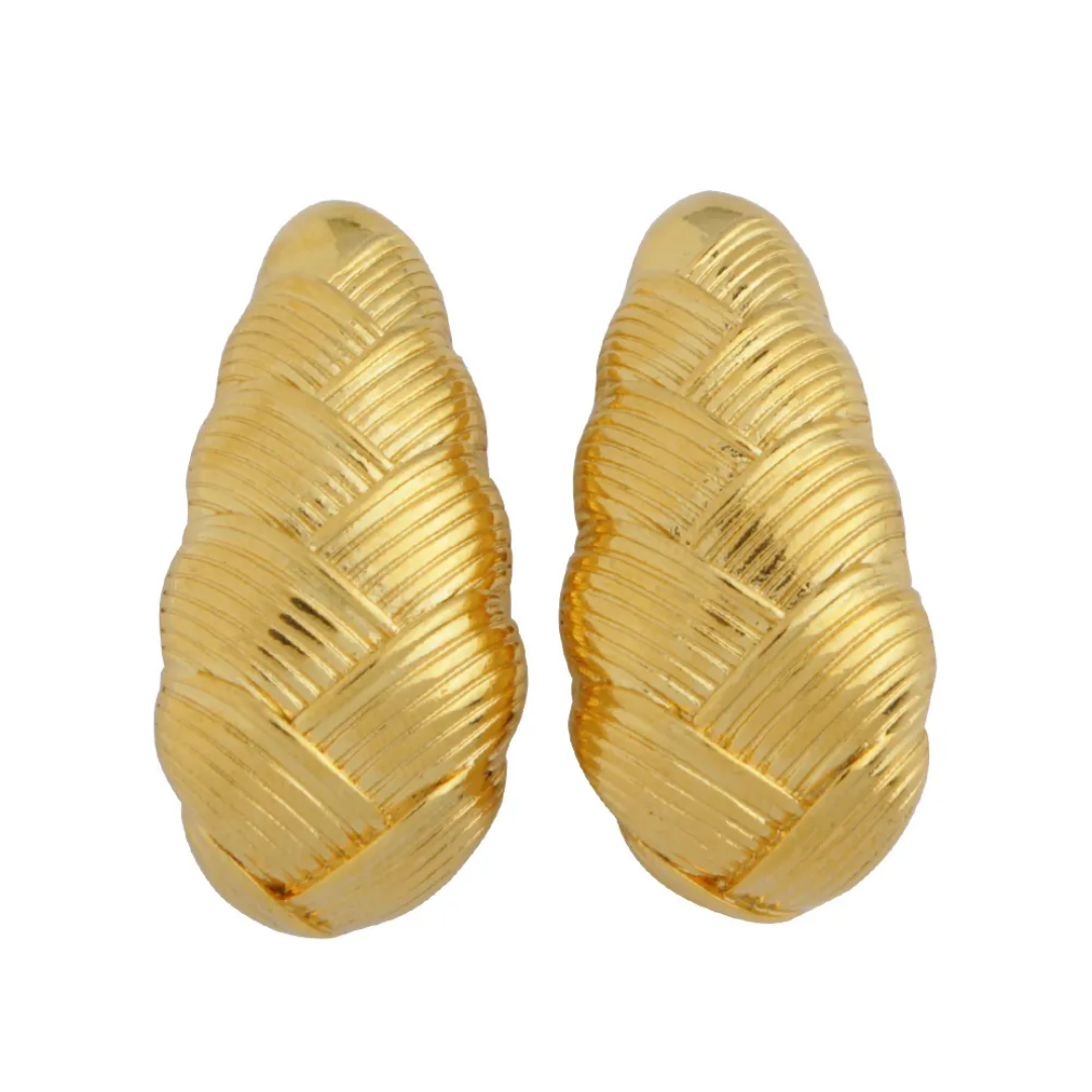 Gold Plated  Swirling Teardrop Earrings - DropShp