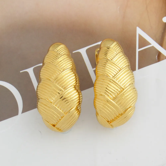 Gold Plated  Swirling Teardrop Earrings - DropShp