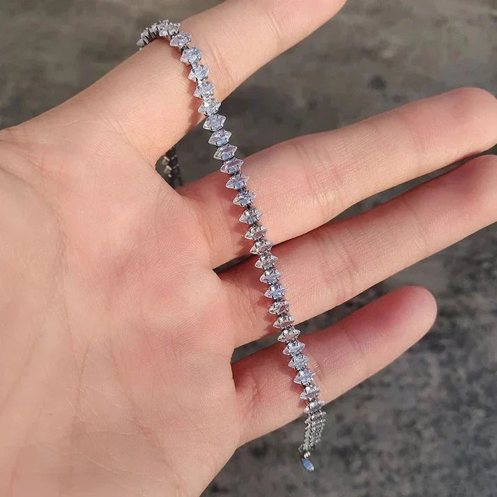Silver Plated Baguette Zirconia Tennis Bracelet For Men & Women Hip Hop Jewelry - DropShp