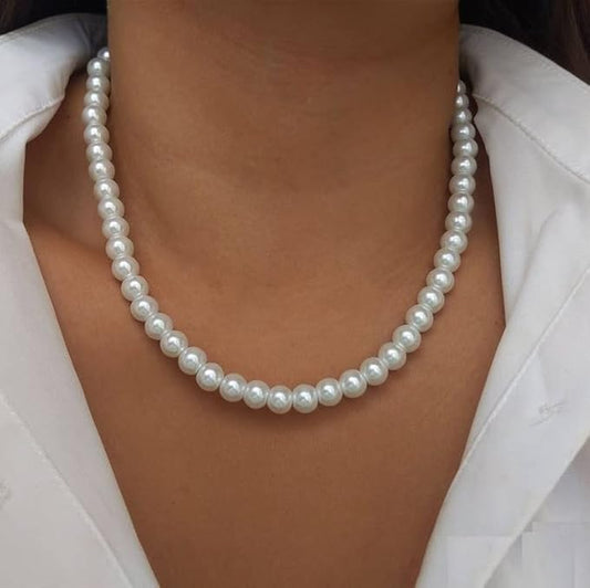8mm Glass Pearl Necklace (For Girls) - DropShp