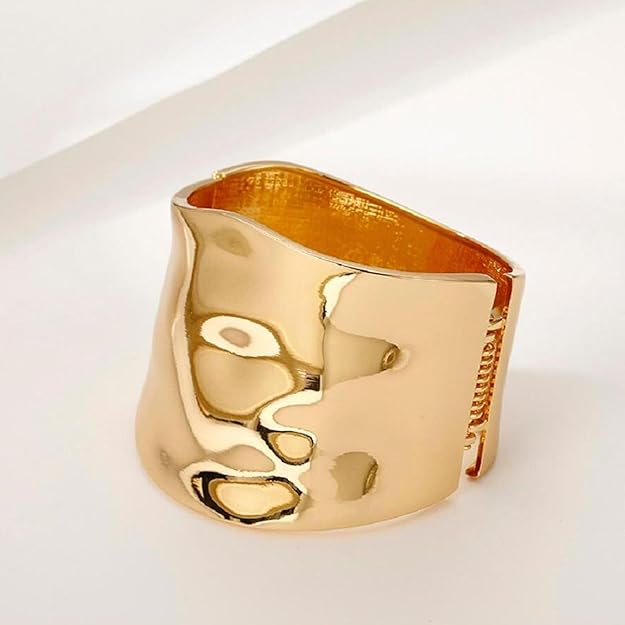 Chunky Opening Wide-Grooved 18K Gold Plated Antitarnish Thick Cuff Bracelet - DropShp