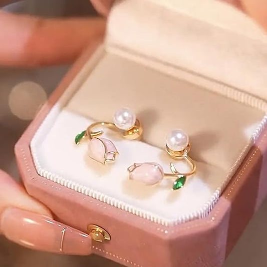 Korean Tulip Pearl Flower Earrings - DropShp