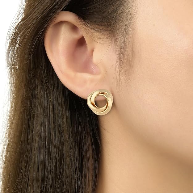 Golden Circular Stud Korean Earrings - DropShp