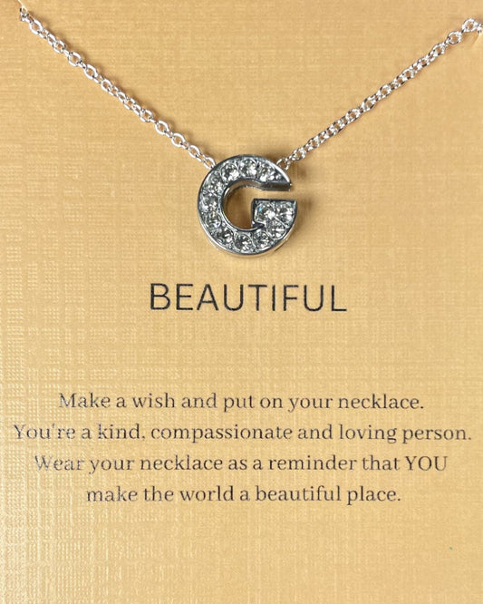 Alphabet G Initial Pendant Silver Necklace - DropShp