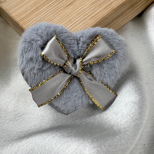 Grey Cute Feather Heart Designed Hair Clip - DropShp