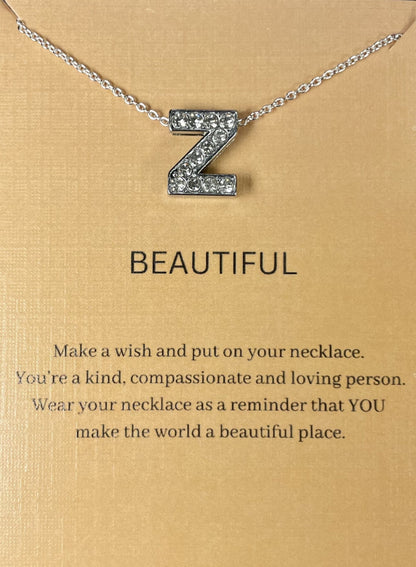 Alphabet Z Initial Pendant Silver Necklace - DropShp
