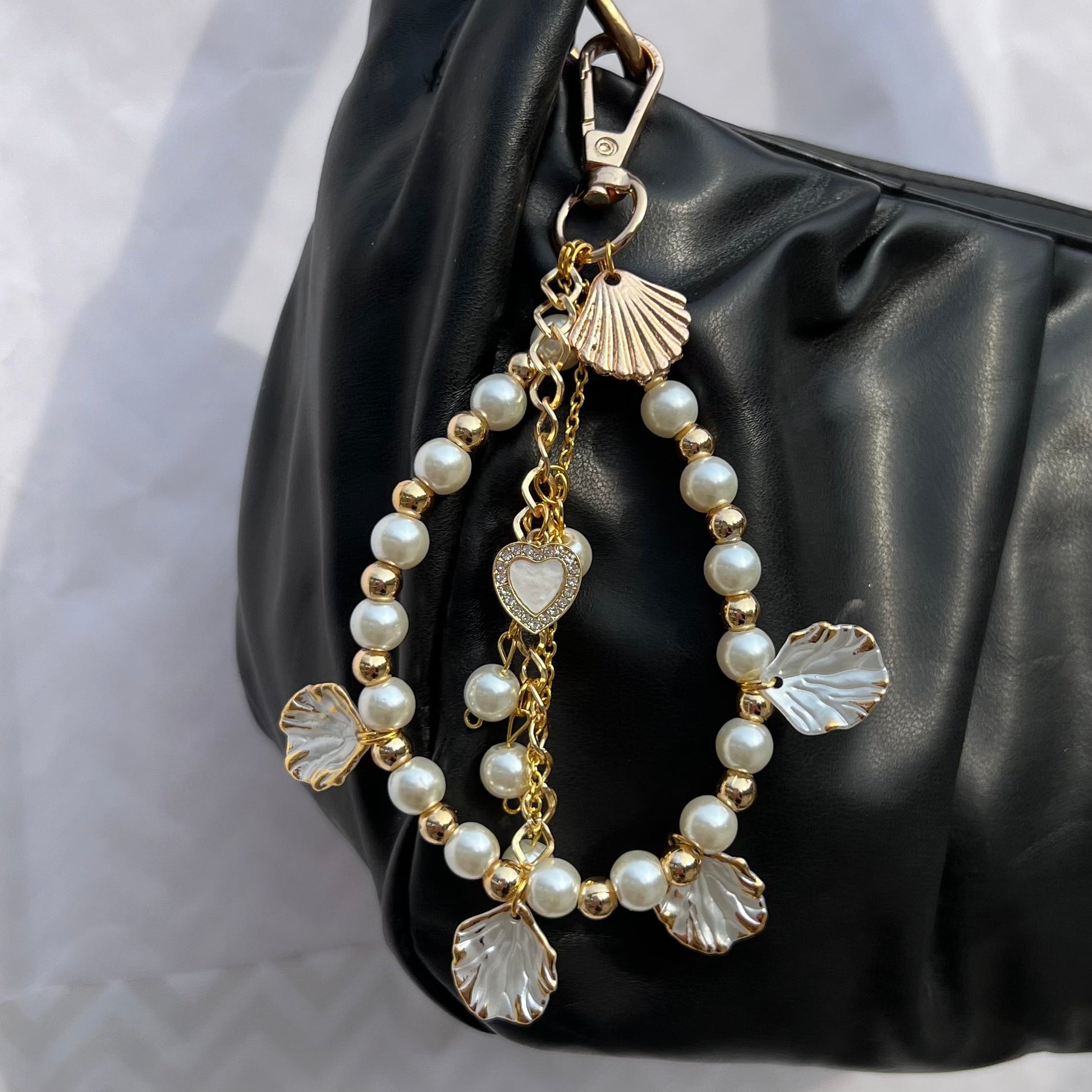 Cute Pearl Beads Bag Charm With Shell Charms Keychain for Women and Girls | Stylish Bag Accessories - DropShp