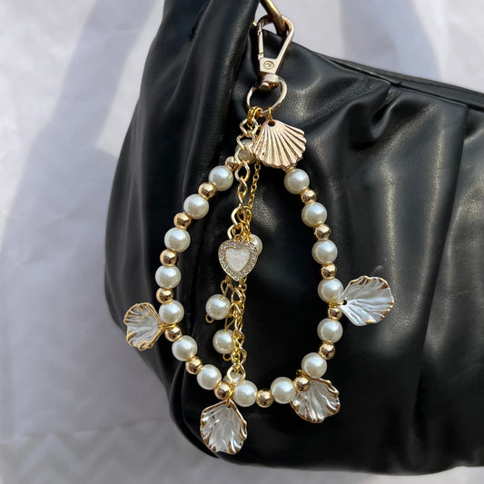 Cute Pearl Beads Bag Charm With Shell Charms Keychain for Women and Girls | Stylish Bag Accessories - DropShp