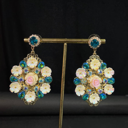 Crystal Flowers Korean Earrings - DropShp