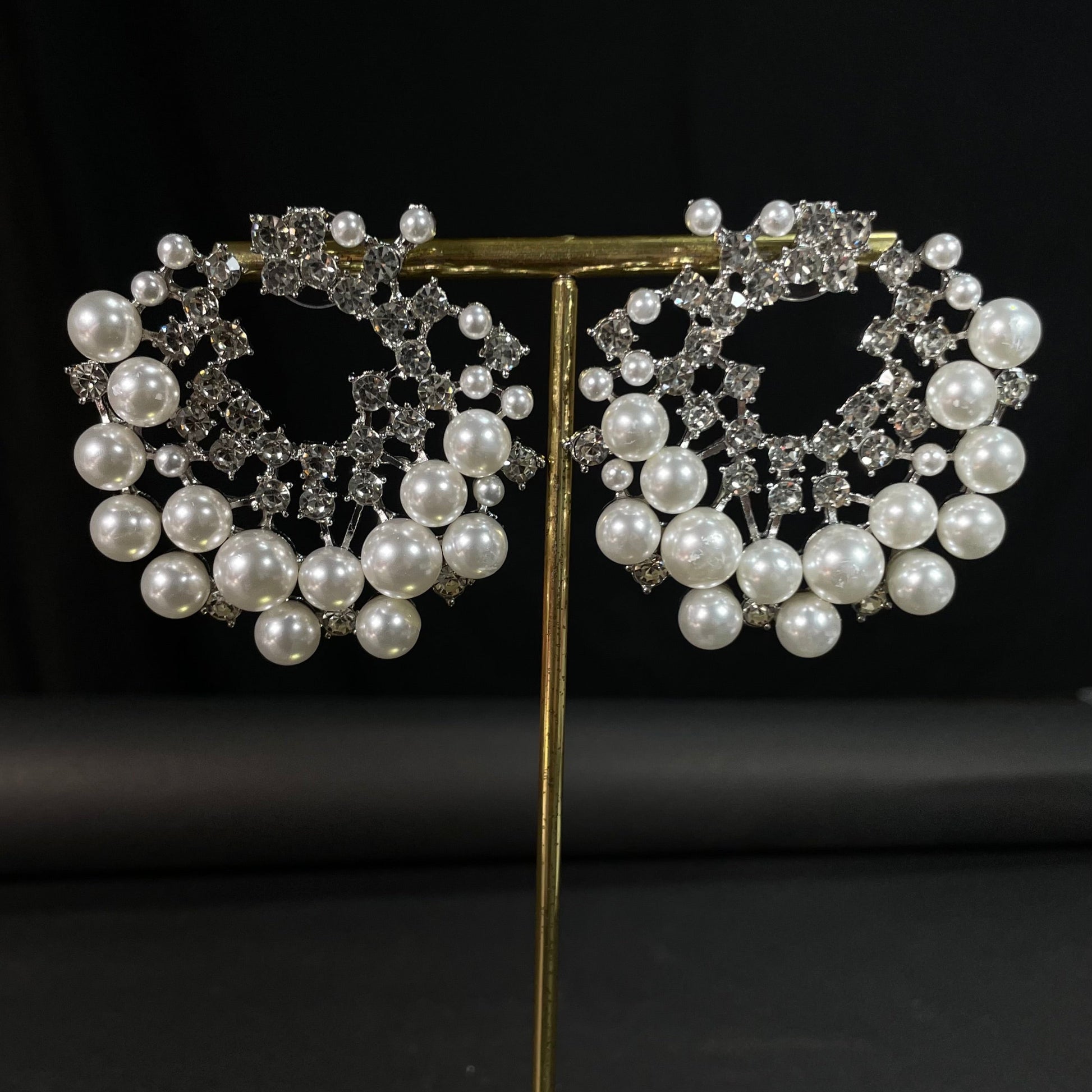 Crystal Crescent Pearl Korean Earrings - DropShp