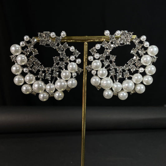 Crystal Crescent Pearl Korean Earrings - DropShp