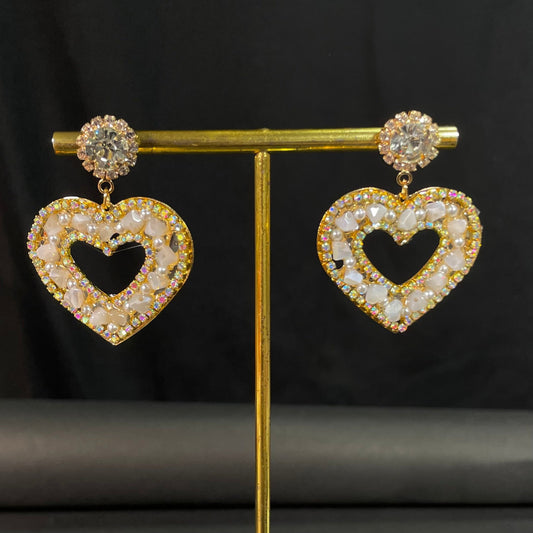 Crystal Trendy Heart Designed Korean Earrings - DropShp