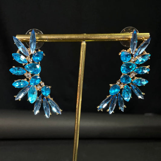 Crystal Blue Statement Korean Earrings - DropShp