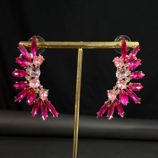 Crystal Pink Statement Korean Earrings - DropShp