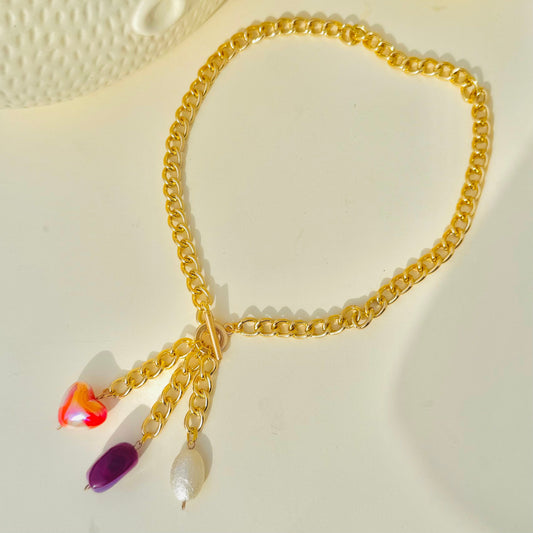 Gold Plated Alloy Anti Tarnish Boho Heart Charm Necklace For Women - DropShp