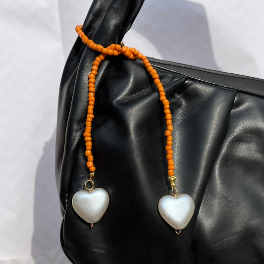 Cute Orange Seed Beads Bag Charm Keychain for Women and Girls | Stylish Bag Accessories - DropShp