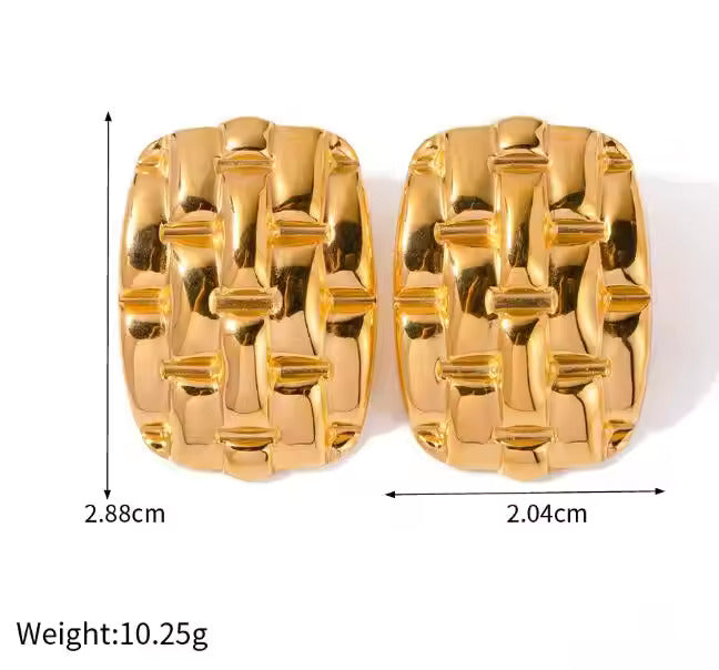 18k Gold Plated Stainless Steel Earring Stainless Steel Texture Earrings - DropShp