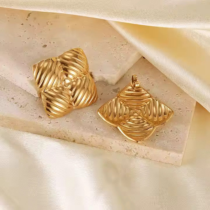 18K Gold-Plated Stainless Steel Square Stud Earrings - DropShp