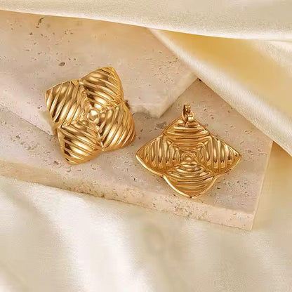 18K Gold-Plated Stainless Steel Square Stud Earrings - DropShp