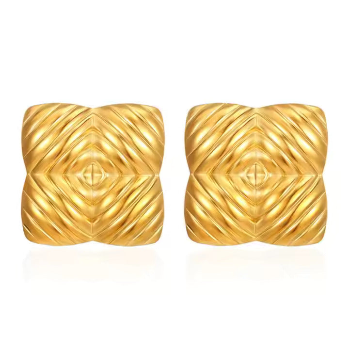 18K Gold-Plated Stainless Steel Square Stud Earrings - DropShp