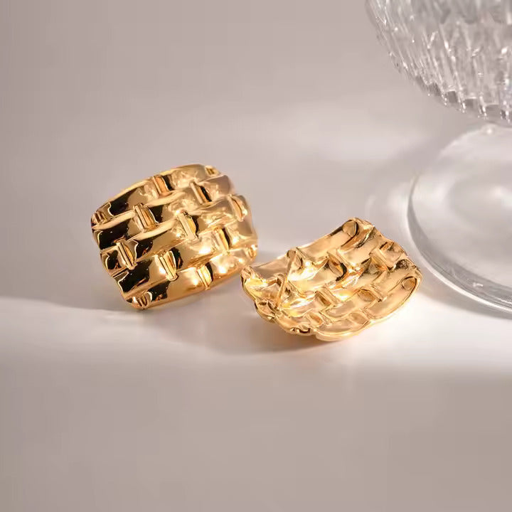 18k Gold Plated Stainless Steel Earring Stainless Steel Texture Earrings - DropShp