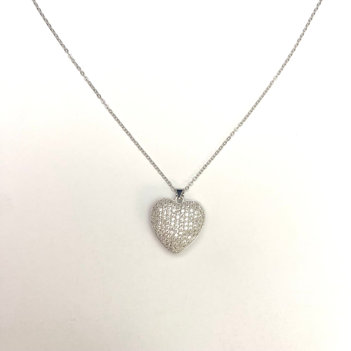Stone Studded Heart Pendant Chain Necklace - DropShp