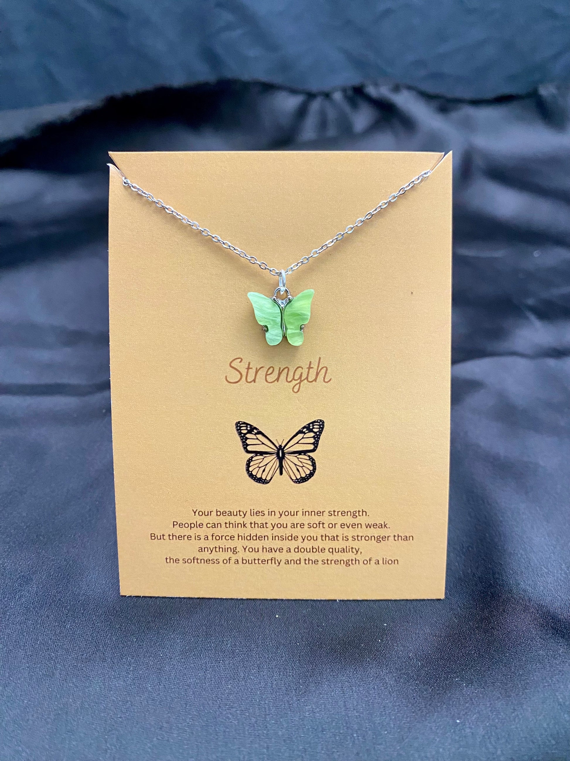 Light Green Acrylic Butterfly Necklace With Silver Stainless Steel Chain - DropShp