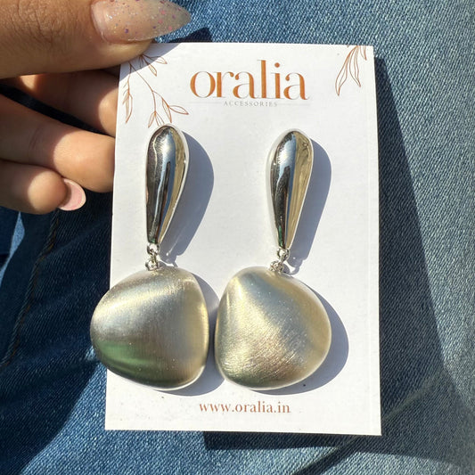 Silver Matte Shine Korean Earrings - DropShp