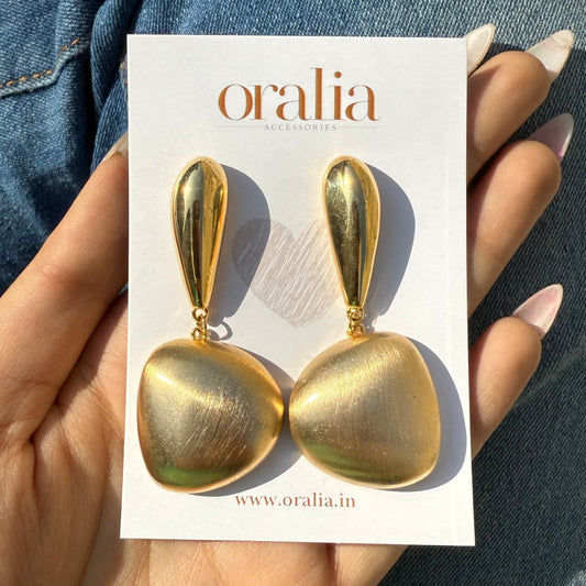 Golden Matte Shine Korean Earrings - DropShp
