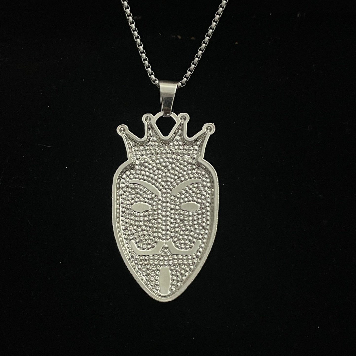 Anonymous Mask Iced Out Hip Hop Pendant Necklace With Chain - DropShp